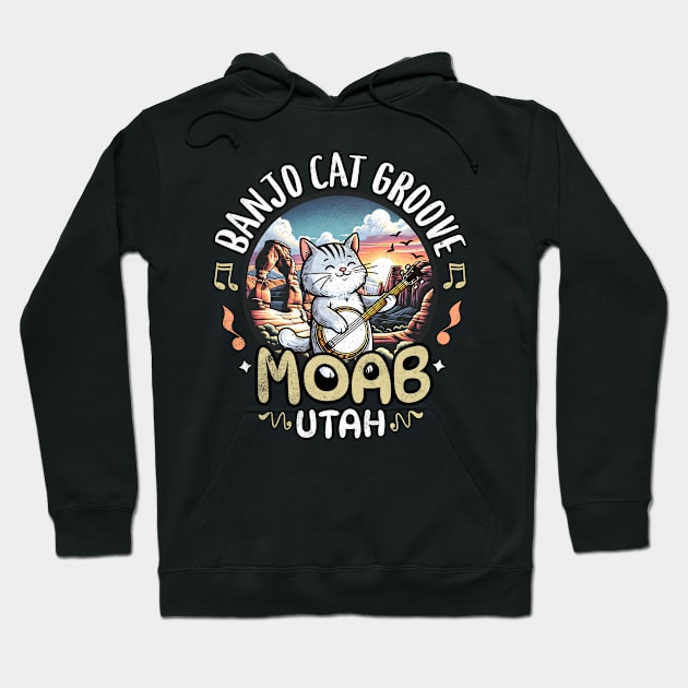 MOAB Utah Arches with Banjo Cat Groove Hoodie by alcoshirts